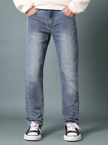 SUMWON Slim Fit Mid Wash Jean