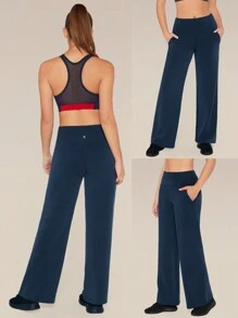 GLOWMODE Modal Silk Touch Wide Leg High Waist Lounge Pants With Side Pockets Daily Casual Fall