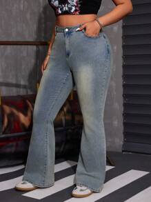 SHEIN ICON Plus Size Casual Denim Jeans, Simple & Fashionable For Daily Wear