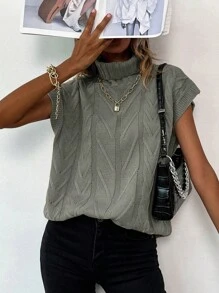 Chiquease Solid Turtleneck Knit Top - Grey - View 8