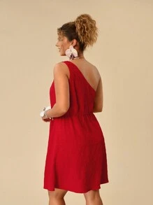 Travachic Plus One Shoulder Textured Dress