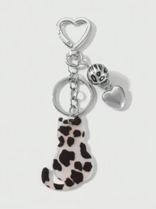 ROMWE Kawaii 4 件时尚创意可爱优质银链亚克力猫、狗、心、星形吊坠钥匙扣礼品套装，适合姐妹、朋友、情侣、日常佩戴、节日礼物 - 銀色 - 查看 8