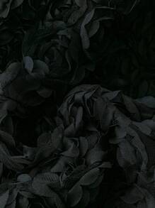 SHEIN Clasi Plus Size 3D Rose/Flower Mesh Long Sleeve Jacket, Valentine's Day Fall Cloth For Women - Black - View 6