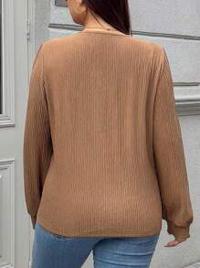 INAWLY 大码纯色纹理长袖衬衫，适合秋季，休闲简约