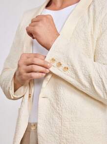 Calvornis Men's Casual Suit Set, Simple Fashionable Everyday Shirt And Pants - Apricot - View 4
