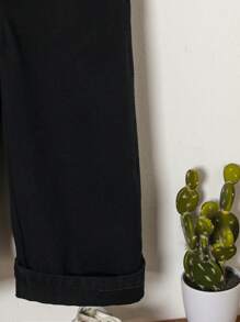 Young Girl Denim Overalls And Jumpsuit - Black - View 5