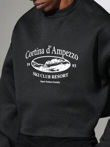 SUMWON Cortina D Ampezzo Ski Club Resort 1993 Vintage Style Winter Sports Sweatshirt Snow Seekers Society Logo Alpine Streetwear Pullover - Black - View 5