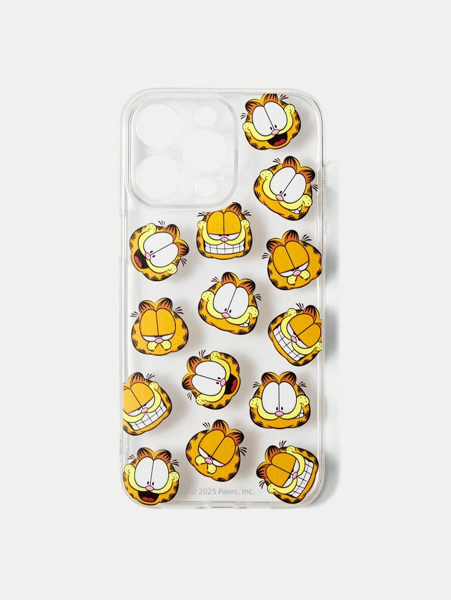 GARFIELD | SHEIN Funda de teléfono transparente con estampado de gato de dibujos animados de moda - transparente - Ver 1