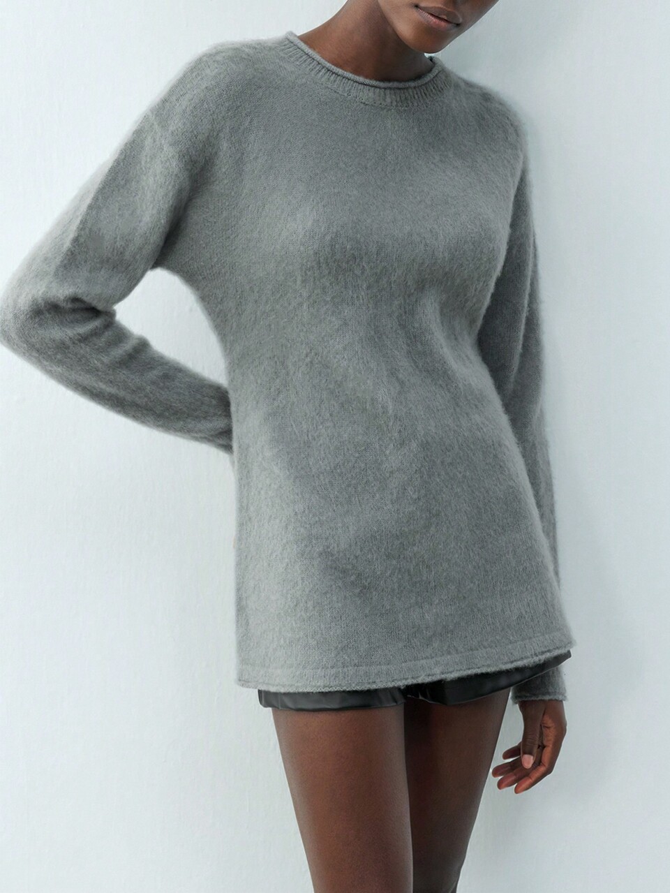 SHEIN Maija Women Grey Urban Elegant Knit Sweater , Thick Warm Casual For Everyday, Holiday, Party, Valentine's Day, Winter