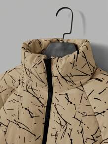 SHEIN Cottnline Men Graphic Patter Regular Padded Coat - Camel - View 6