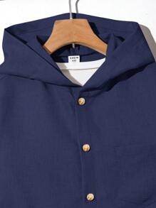 Koszula z kapturem Tween Boys Casual Solid Color Patch Pocket, odpowiednia na jesień, wiosnę, zimę, do zabawy na świeżym powietrzu, do szkoły, fotografii ulicznej, na imprezy i do wypoczynku w domu, wysoka wydajność kosztowa