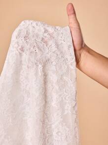 Neda Designer Women's White Lace Ruffle Spaghetti Strap Crop Casual Cami Top, Spring, Going Out, Festival - White - View 6