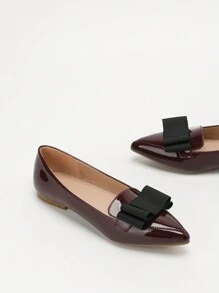 CUCCOO CURVES Wide Width Flat Shoes White, Fashion Buckle Flats For All Seasons - Burgundy - View 3