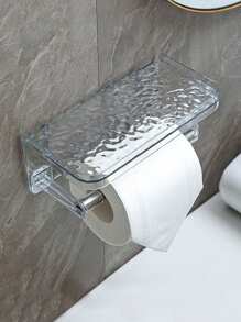 SHEIN 1 pieza Caja portarrollos de papel higiénico, soporte para pañuelos, estante de almacenamiento, bastidor colgante de pared para el baño con espacio de almacenamiento para toallitas