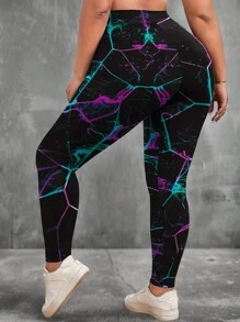 Calvaya Women's Colorful Textured Pattern Printed Ankle Length Leggings, Sports Pants - Black - View 2