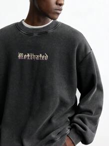 Maija 男士圆领字母印花休闲套头衫 - 黑色 - 查看 6