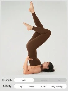 GLOWMODE 24" FeatherFit™ Asymmetrical Neck Tummy Control Shapewear Sports Jumpsuit Low Impact Yoga Daily Summer