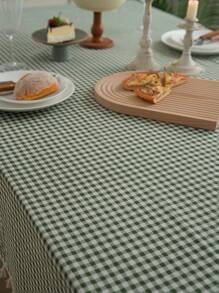 1pc Dual-Color Plaid Printed Green Tablecloth, Bohemian Fresh Style For Dining Table, Suitable For Hotel, Restaurant, Bedroom, Living Room, Party, Outdoor Gathering, Holiday Decor,Fall Decor,Autumn Decor,Room Decor - Green - View 9