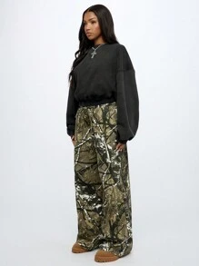 SUMWON WOMEN Cropped Sweatshirt Athleisure Winter Workout Loungewear Oversized Balloon Sleeve Casual Streetwear Baggy Top Fashion Aesthetic Y2K