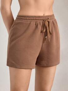 Ocili Ocili Effen kleur dames casual shorts met trekkoord taille, loungewear