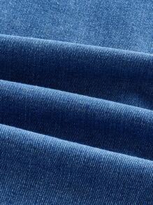 SHEIN CURVE+ Damen Große Größen Langarm Einfachknopf Tasche Lässig Jeans Kleid, Herbst