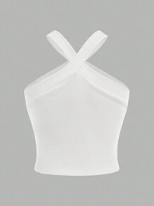 SHEIN Tween-Mädchen Lässiges Neckholder-Top mit gerade geschnittener Hose