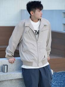 DAZY Men's Multi-Pocket Cargo Style Jacket,Fall Clothes - Beige - View 5