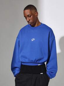 Sumwon Team Collegiate Style Sweatshirt Oversized Athletic Pullover Winter Casual Streetwear Training Sports University Letter Logo - Blue - View 2