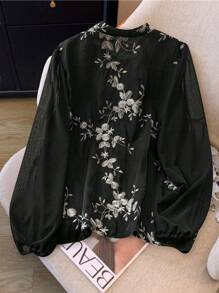 SHEIN LUNE 大码简约时尚休闲日常衬衫 - 黑色 - 查看 2