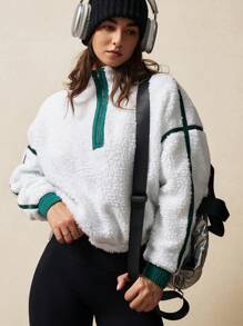 VARSIVA 拉链高领连帽宽松休闲普鲁士女式运动夹克 - 白色 - 查看 3