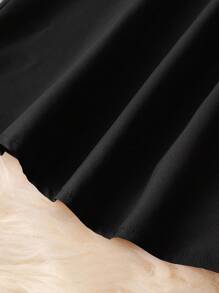 Celure Plus Size 3D Floral Decor Simple Casual Long Sleeve Shirt - Black - View 3