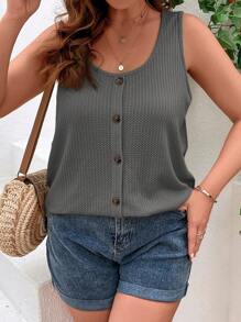 SHEIN VCAY Einfarbiges Urlaubs-Lässig Trägertop mit Knopfleiste in großen Größen