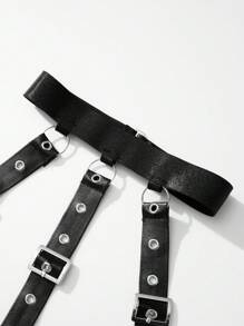 Ladies' Sexy Pu Leather Backless Halter Neck Lingerie Dress - Black - View 7