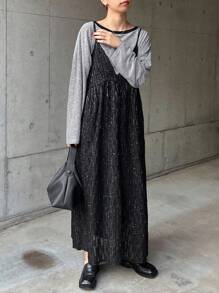 FRIFUL Women Casual Minimalist Sleeveless Spaghetti Strap Dress For Daily Wear