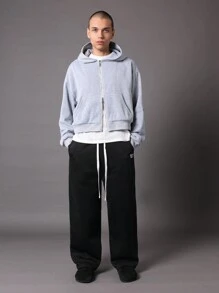 SUMWON Oversized Two Piece Co-Ord Set High Rise Zip Up Hooded Sweatshirt Wide Leg Joggers Streetwear Casual Lounge Winter Comfort Wear - Multicolor - View 2