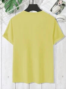 Manfinity Hypemode Men's Round Neck Short Sleeve Printed Casual Shirt For Everyday Wear - Yellow - View 4