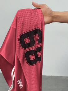 Coolane Women's Casual Streetwear Numer Print Cropped Loose Red T-Shirt