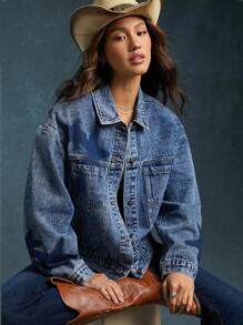 WESTFADE Star Shadow Wash Denim Trucker Jacket