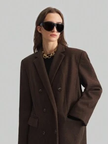 Ontre 2025 New Spring Women's Clothing Extra Long Coat, Women's Jacket, Holiday Women's Fashion Outfit, Comfortable Sophisticated Brown Maxi Coat For Tall Women, Turndown Collar Long Jacket Brown Minimalist Outerwear