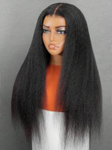 ALL READY WIG Wear & Go 无胶卷曲直发透明蕾丝前假发人发预拔漂白结 180% 密度 8-30 英寸 9*6 Yaki 直发蕾丝闭合假发 适合女性 自然黑色 - SNatural - 查看 3