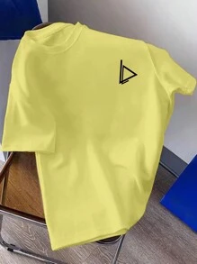 Manfinity Hypemode Men's Round Neck Short Sleeve Printed Casual Shirt For Everyday Wear - Yellow - View 3