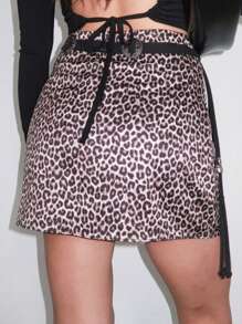 DAZY Women Leopard Print Elastic Bodycon Mini Skirt, All Season