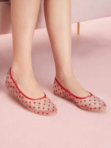 CUCCOO DOLLMOD 银色金属 PU + 灰色仿麂皮双色圆头女式平底乐福鞋 - 紅色 - 查看 6