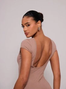 MUSERA Round Back Unitard Casual Spring Summer Vacation - Mocha Brown - View 5