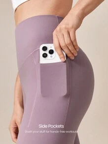 GLOWMODE FeatherFit™-Sculpt Snatch It Bauchkontroll-Taschen-Leggings mit weichem Silikonbund, mittlere Dämpfung für Jogging, Fitness, Radfahren