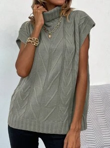 Chiquease Solid Turtleneck Knit Top - Grey - View 4