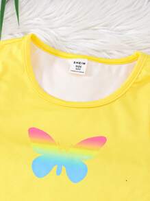 SHEIN 3pcs/Set Girls Big Size Butterfly Print Knitwear - Yellow - View 4