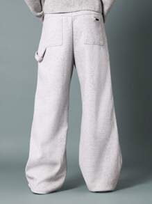 SUMWON Carpenter Style Wide Leg Sweatpants Utility Workwear Jogger Pants Fall Winter Loungewear Athletic Fleece Bottoms Relaxed Fit Casual Sports - Grey - View 6