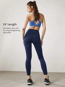 GLOWMODE 24" FeatherFit™-Sculpt Crossover Hold Up Pocket Leggings Yoga Workout Gym