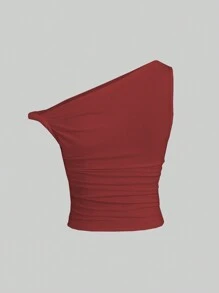 Sweetra 斜领褶饰针织上衣 & 扭结套装